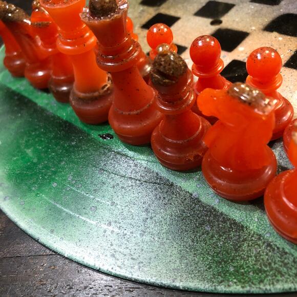 Vinyl Chess Set -Forest Gold (Resin Pieces) - Picture 9 of 14